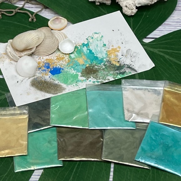 15 Premium Metallic Mica Powders & Sea Glass Shells Crafting Resin Painting Lot - Picture 14 of 17